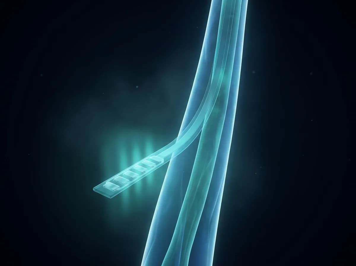 A slim spinal cord stimulator lead with electrode contacts lying behind the spinal cord