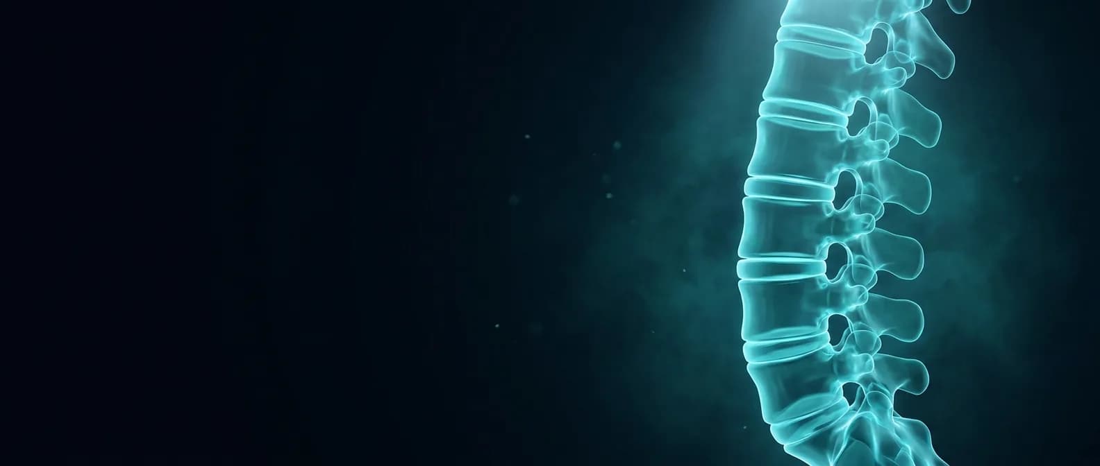 Luminous visualisation of the five lumbar vertebrae of the lower back with their intervertebral discs